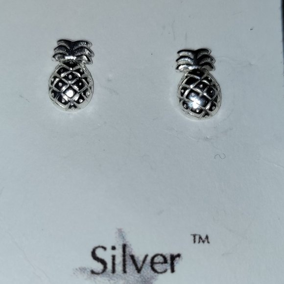 Sliver Girl - Girl's Sterling Silver Pineapple Earrings - Picture 1 of 3